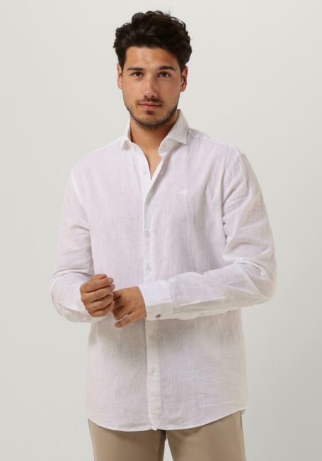 Witte VANGUARD Casual overhemd LONG SLEEVE SHIRT LINEN COTTON BLEND - large