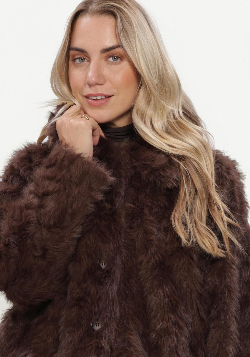 Bruine SUMMUM Faux fur jas JACKET SOFT FAUX FUR - large