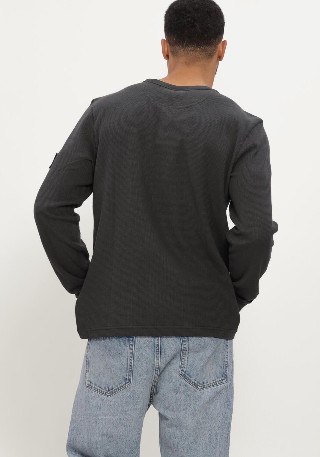 Zwarte CALVIN KLEIN T-shirt LS WAFFLE BADGE CREWNK TEE - large