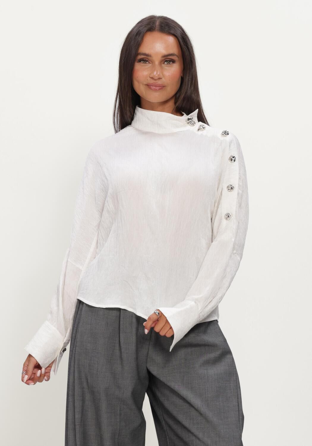 Witte CO'COUTURE Blouses CAMELLOCC ASYM BUTTON BLOUSE - large