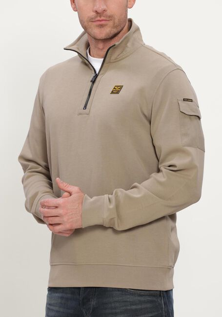 Beige PME LEGEND Trui HALF ZIP COLLAR INTERLOCK JERSEY - large