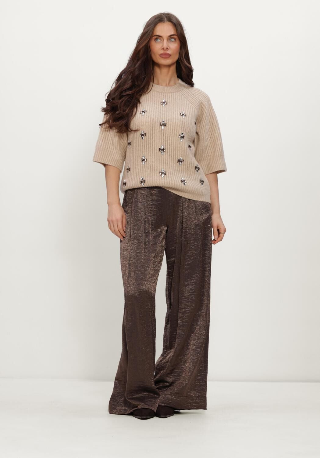 INWEAR Dames Tops & T-shirts Priskaiw Sequin Tee Beige