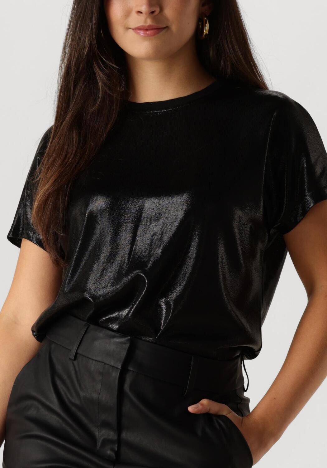 MOS MOSH Dames Tops & T-shirts Nivola O-neck Metallic Tee Zwart