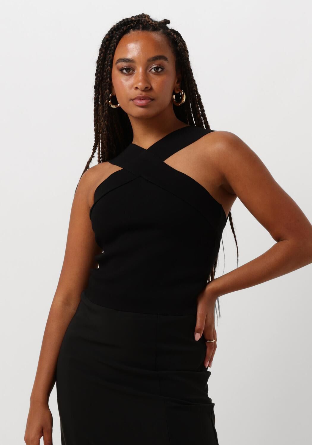 Gestuz Gekruiste Band Gebreide Top Zwart Black Dames