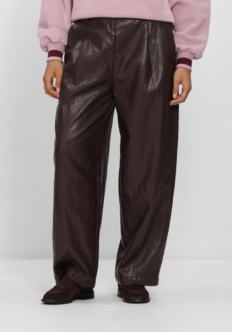 Bruine SUMMUM Wijde broek BALLOON TROUSER SOFT FAUX LEATHE - large