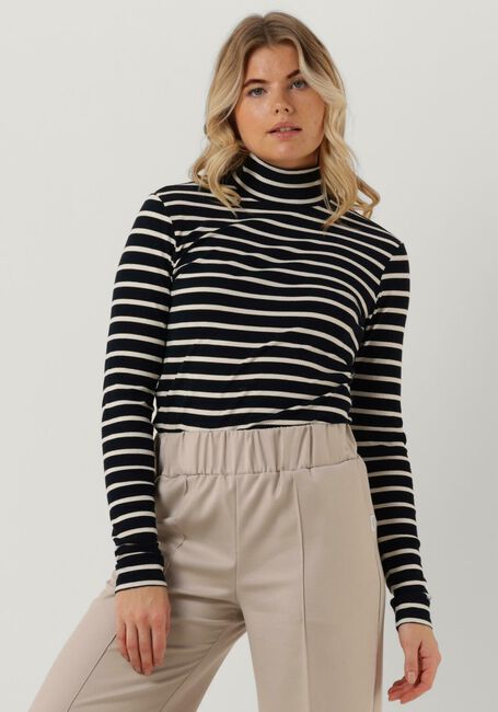 Blauwe PENN & INK Tops & T-shirts COLL NECK STRIPE - large