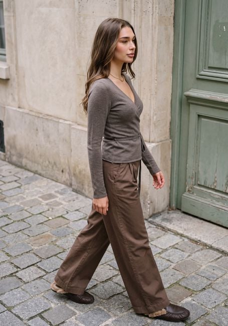 Taupe BOII STUDIOS Top MOSA WRAP KNIT - large