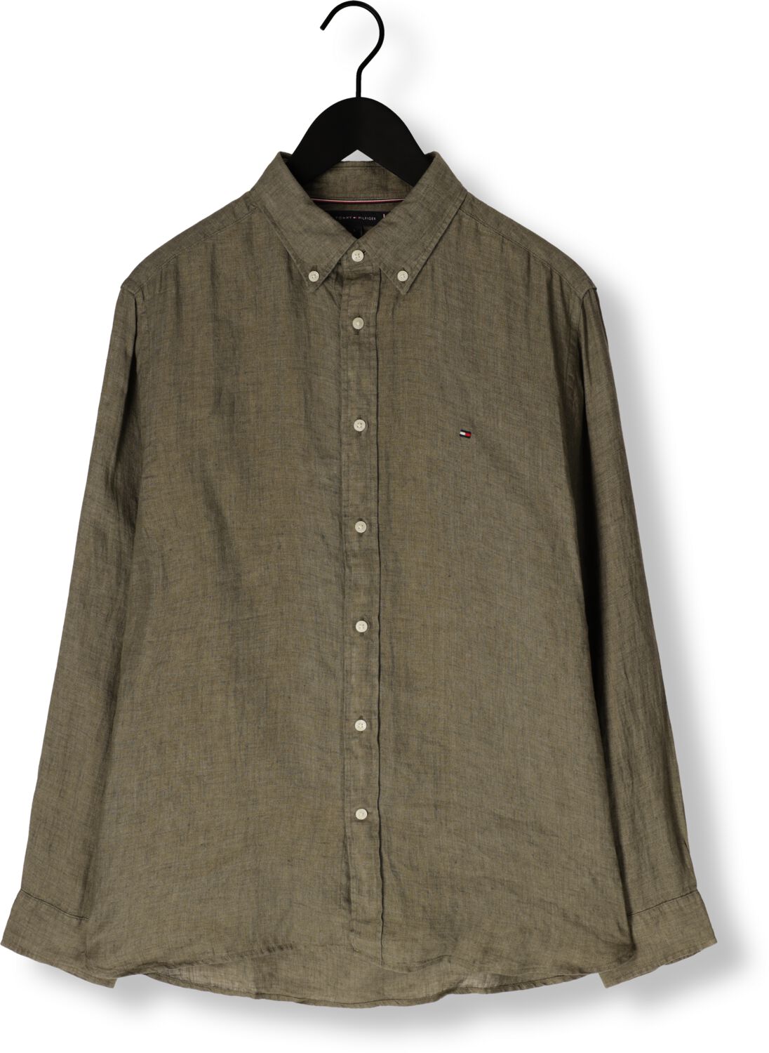TOMMY HILFIGER Heren Overhemden Pigment Dyed Li Solid Rf Shirt Groen