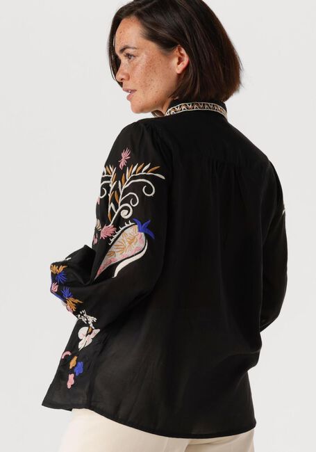 Zwarte SUMMUM Blouses BLOUSE EMBROIRERED VOILE - large