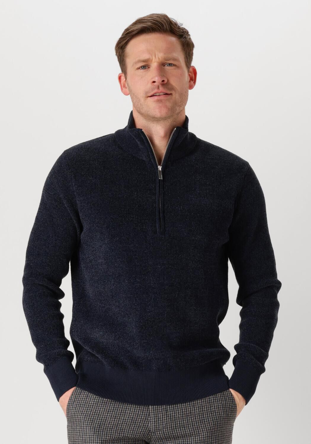 SELECTED HOMME Heren Truien & Vesten Slhrodney Ls High Neck Half Zip Blauw