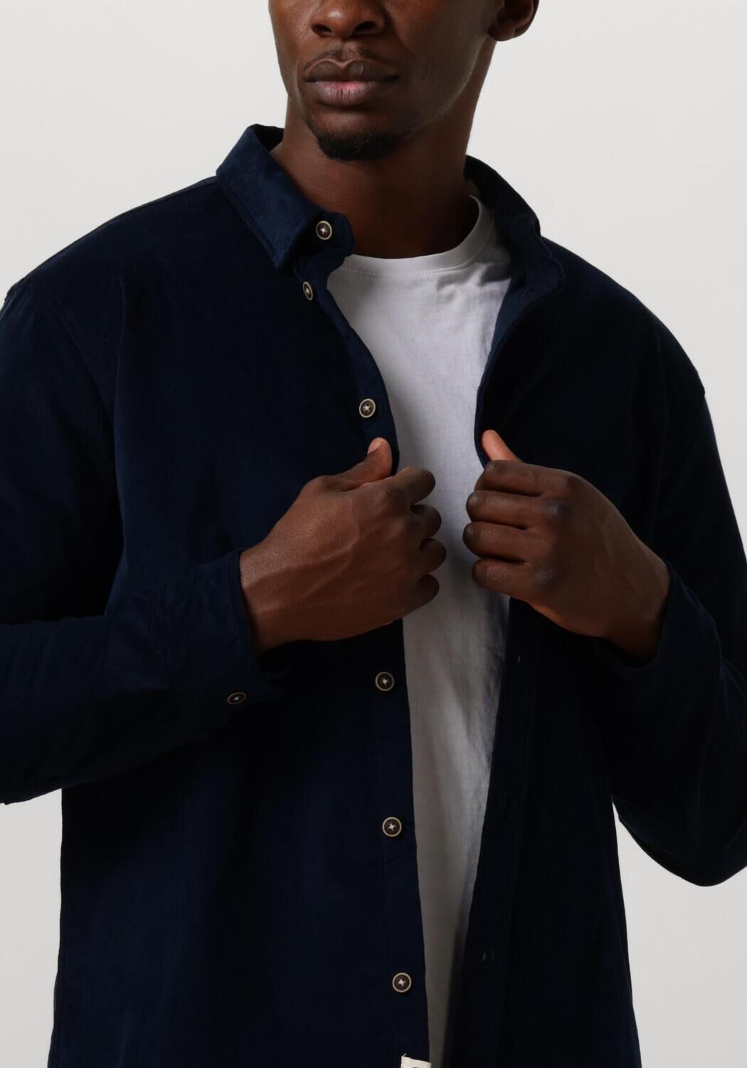 ANERKJENDT Heren Overhemden Akleif Solid Cord Shirt Donkerblauw