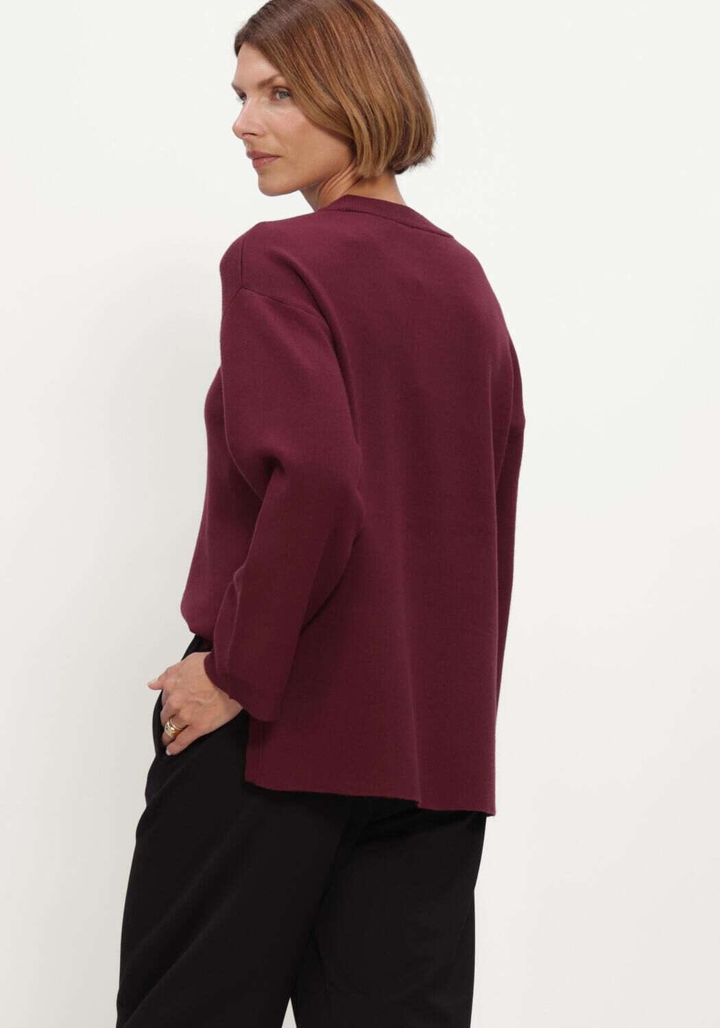 Bordeaux OBJECT Trui OBJREYNARD L/S LO KNIT PULLOVER NOOS - large