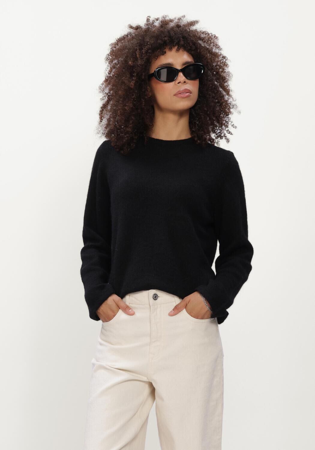 Zwarte SELECTED WOMEN Trui SLWLULU NEW LS KNIT O-NECK - large