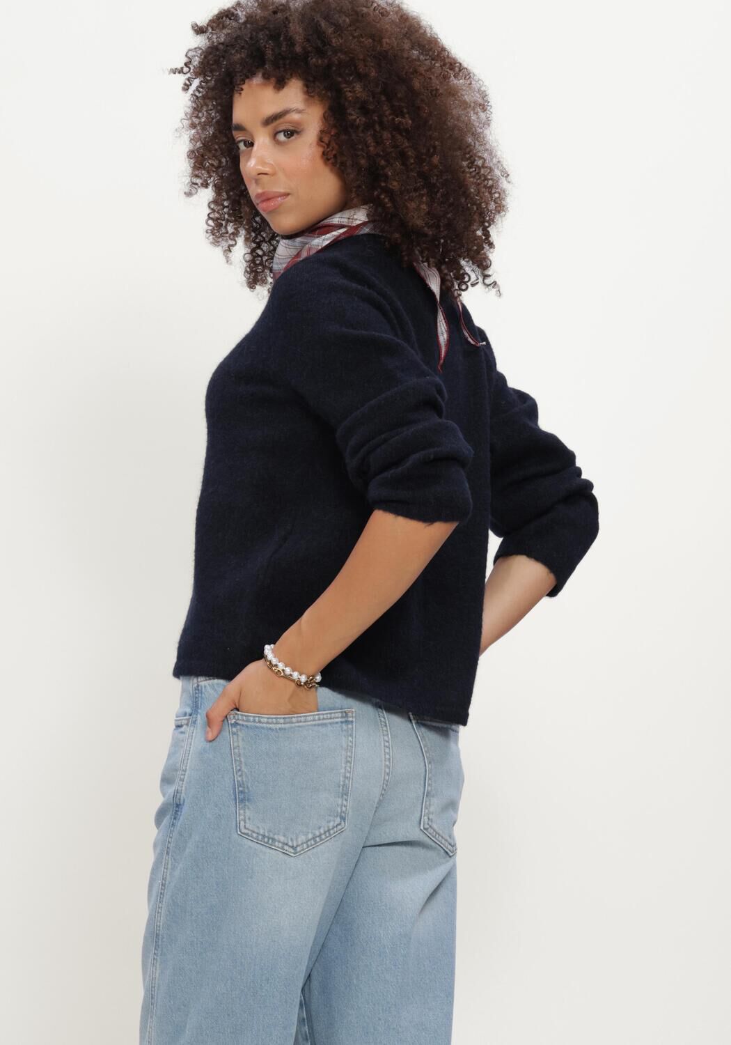 Donkerblauwe SELECTED WOMEN Trui SLFLULU NEW LS KNIT CARDIGAN - large