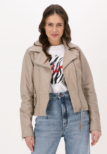 Beige GOOSECRAFT Leren jas JUPITER BIKER - large