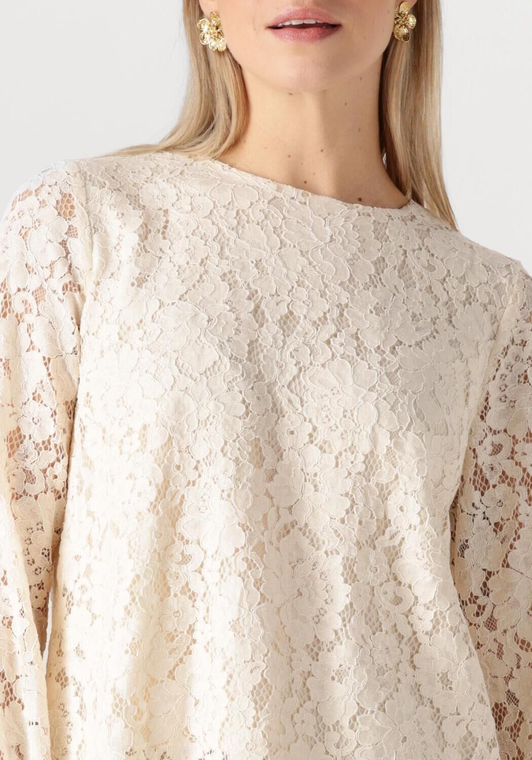 Y.A.S. Dames Tops & T-shirts Yasperla Ls Lace Top S. Noos Ecru