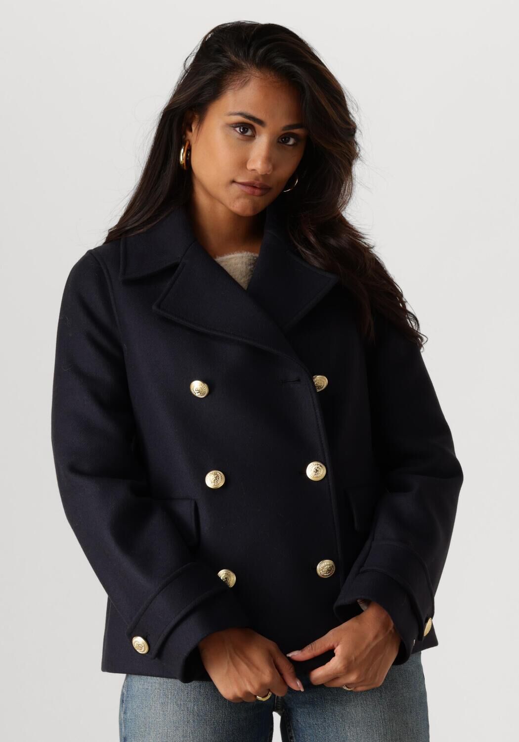 TOMMY HILFIGER Dames Jassen Wool Blend Db Peacoat Donkerblauw