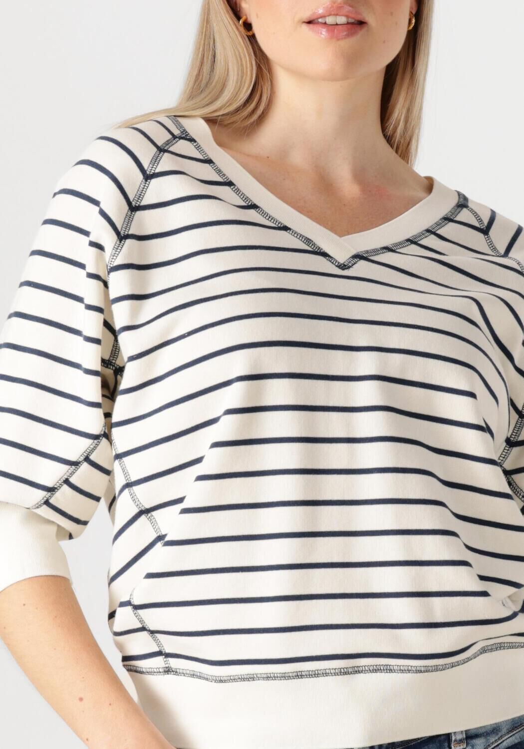 MOS MOSH Dames Truien & Vesten Mmmaggie Stripe Sweatshirt Blauw