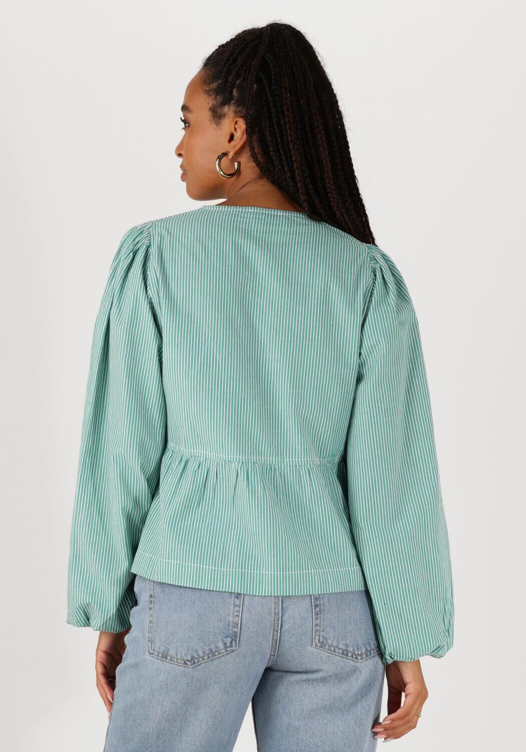 NEO NOIR Dames Blouses Esmee Small Stripe Blouse Groen