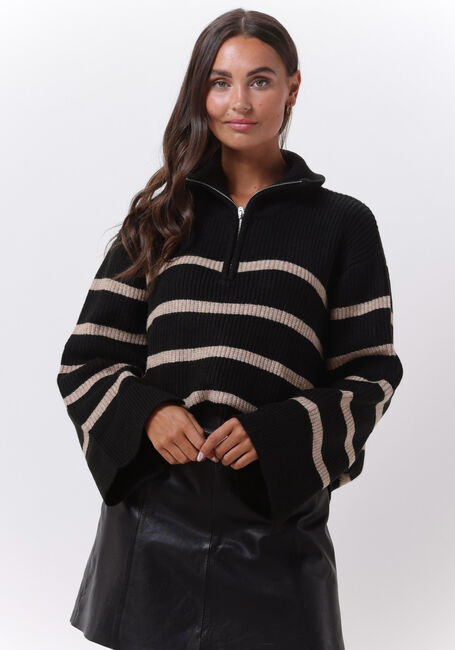 Zwarte NEO NOIR Trui NEVENA STRIPE KNIT BLOUSE - large