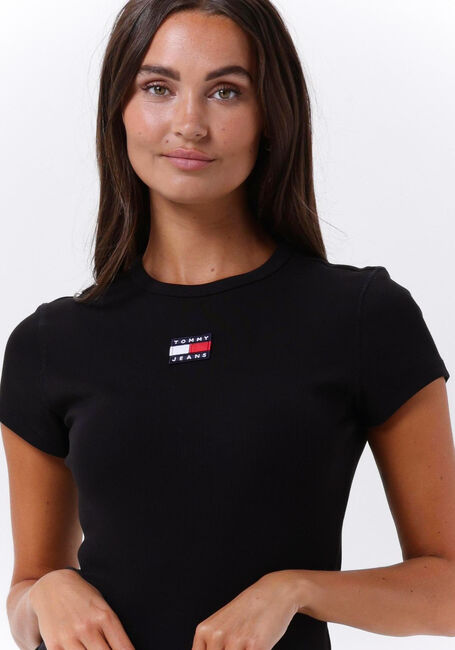 Zwarte TOMMY JEANS Top TJW BABY RIB CENTER BADGE - large