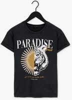 Donkergrijze COLOURFUL REBEL T-shirt PARADISE TIGER ACID WASH BOXY TEE