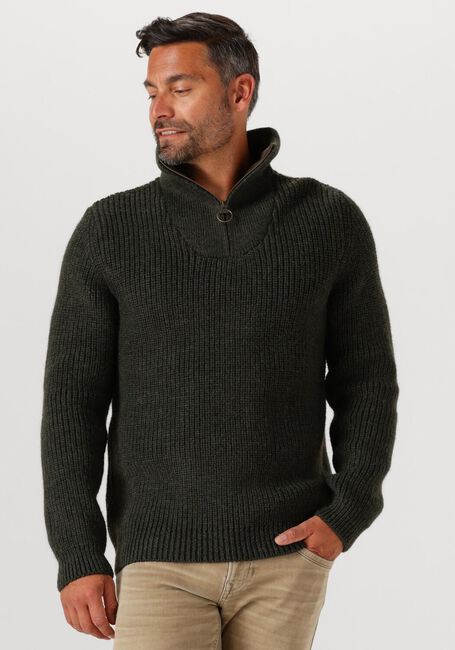Donkergroene BARBOUR Trui NEW TYNE HALF ZIP KNITTED JUMPER - large