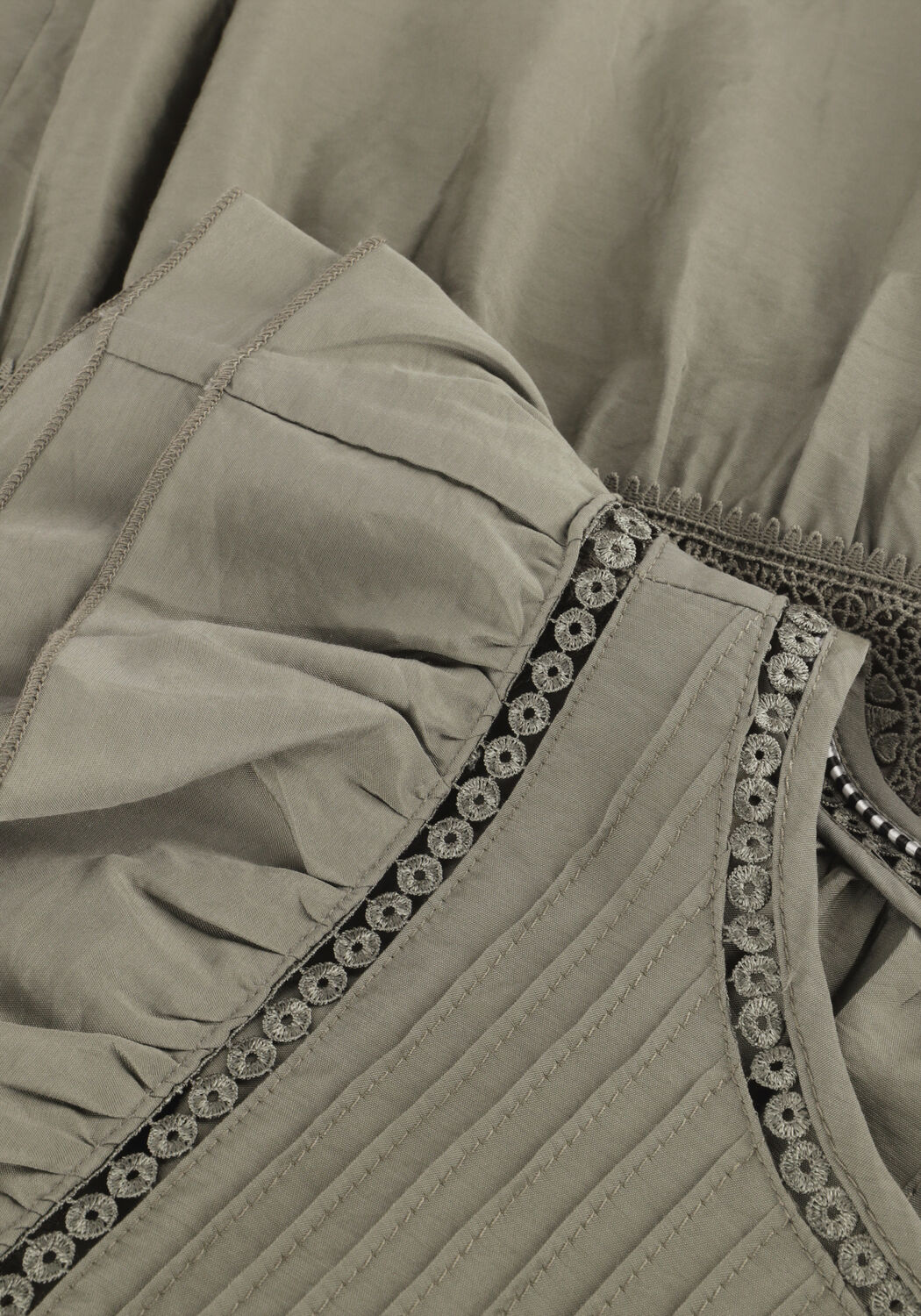 Khaki CO'COUTURE Mini jurk CALLUMCC FRILL PINTUCK DRESS - large