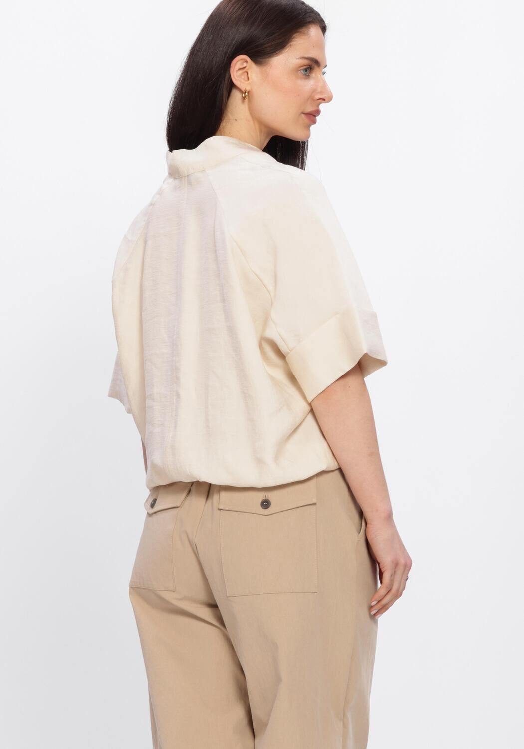 Gebroken wit SUMMUM Tops & T-shirts TOP SHORTS SLEEVES MODAL LINEN BLEND - large