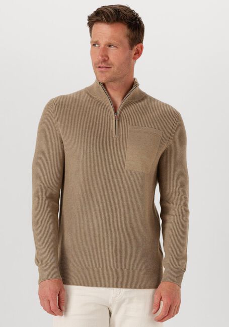 Beige PROFUOMO Trui PULLOVER HALF ZIP - large