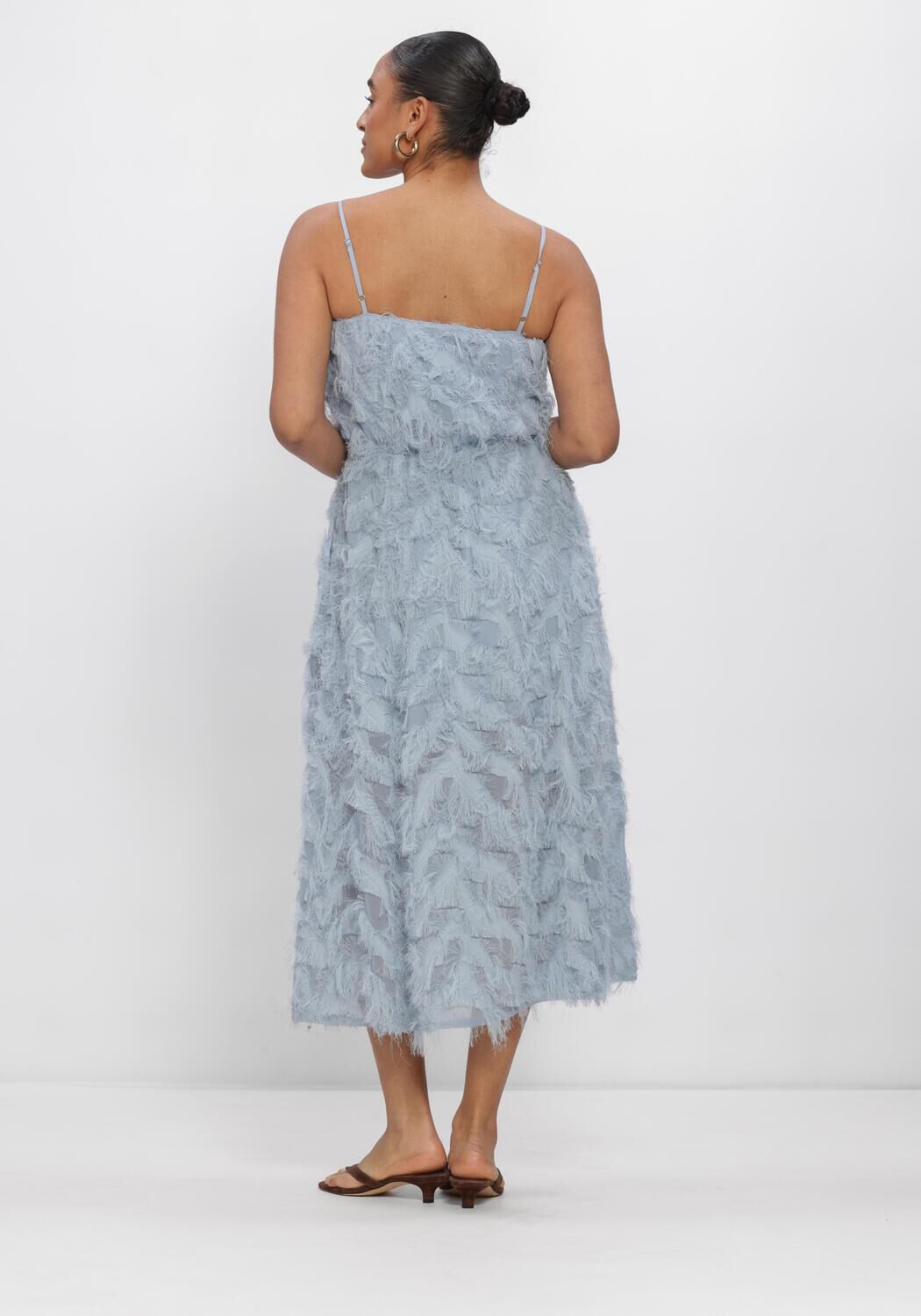 Blauwe SELECTED WOMEN Midi jurk SLFMYLINE REGULAR MIDI STRAP DRESS - large