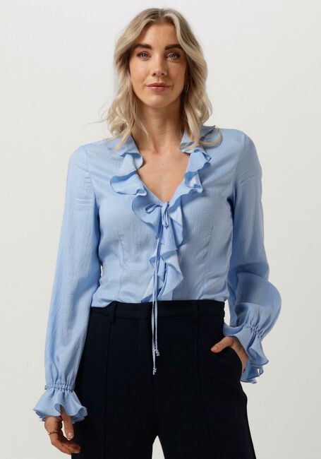Lichtblauwe VANILIA Blouses STRUCTURE RUFFLE TOP - large