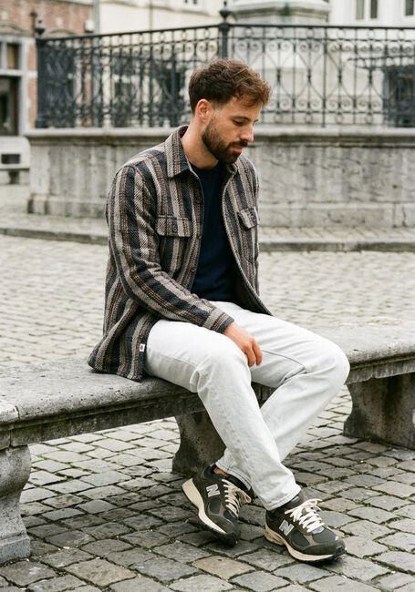 Donkergrijze ANERKJENDT Overshirt AKOSCAR CHECK OVERSHIRT - large