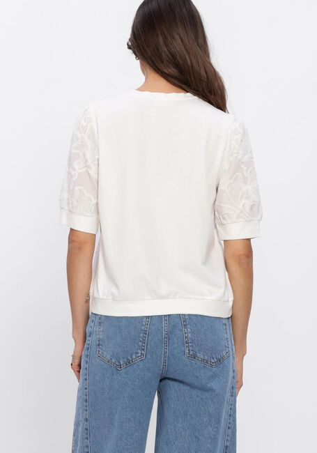 Witte JANSEN AMSTERDAM Trui NOEL TOP CE 756 LACE FRONT AND SHORT SLEEVES SOLID COTTON BACK - large