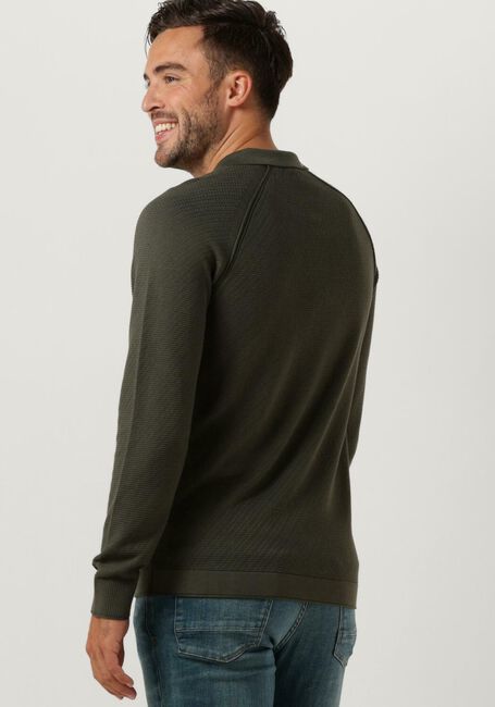Groene CAST IRON Longsleeves LONG SLEEVE POLO SLIM FIT COTTON MODAL - large