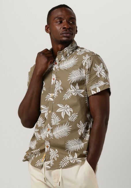 Khaki SCOTCH & SODA Casual overhemd PRINTED + WASHED SHORT SLEEVE POPLIN SHIRT - large