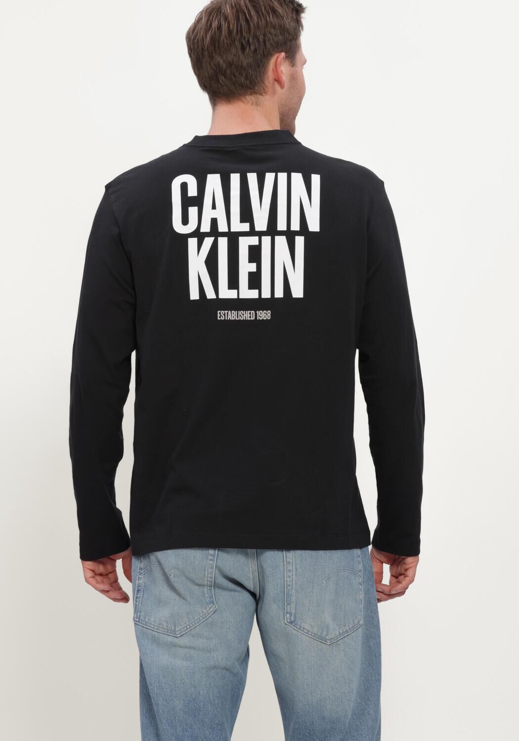 CALVIN KLEIN Heren Polo's & T-shirts Ls 30s Eu Block Front Calvin Tee Zwart