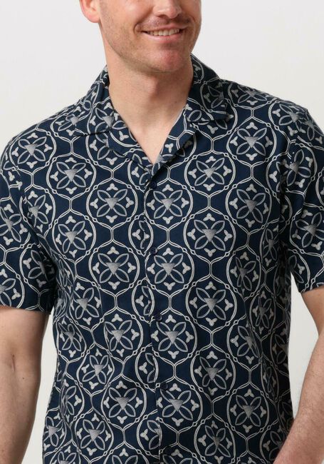 Donkerblauwe PURE PATH Casual overhemd SHORTSLEEVE WITH ALL-OVER-PRINT - large