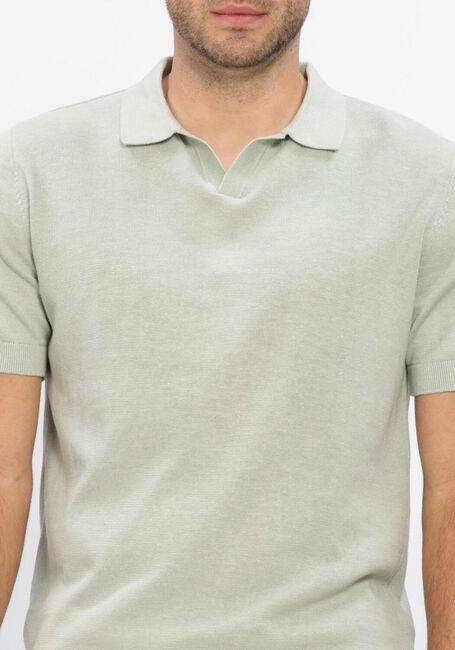 Groene SELECTED MEN Polo SLHMATTIS SS KNIT SUN OPEN POLO - large
