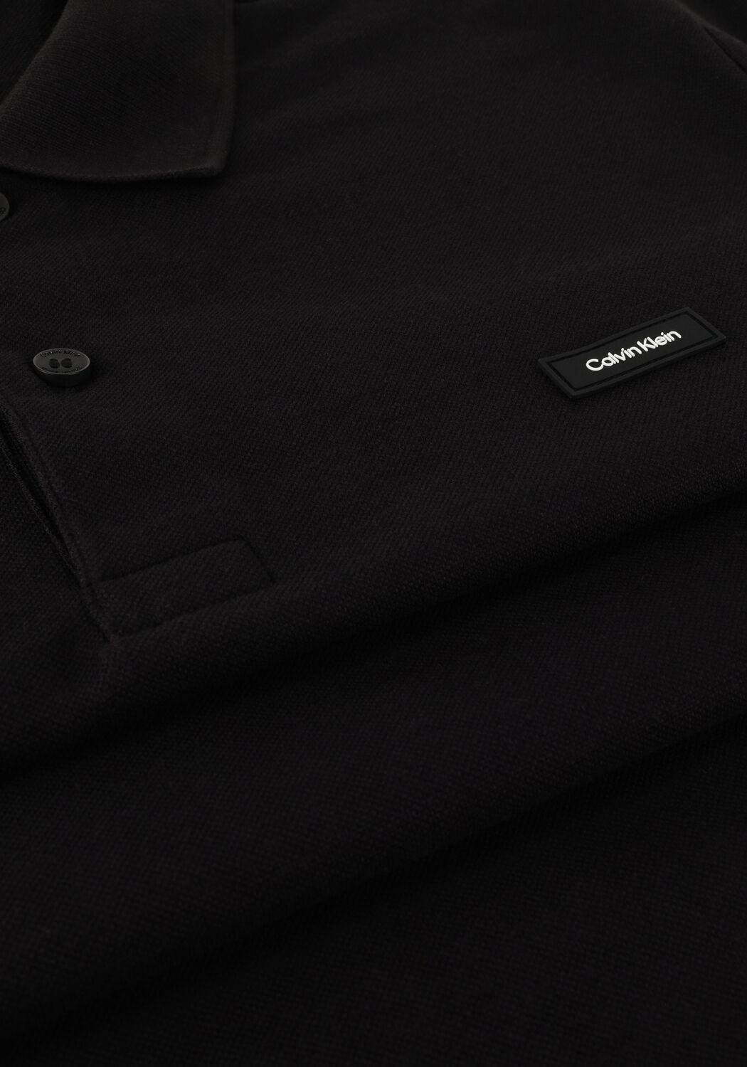 Zwarte CALVIN KLEIN Polo STRETCH PIQUE SLIM BUTTON POLO - large