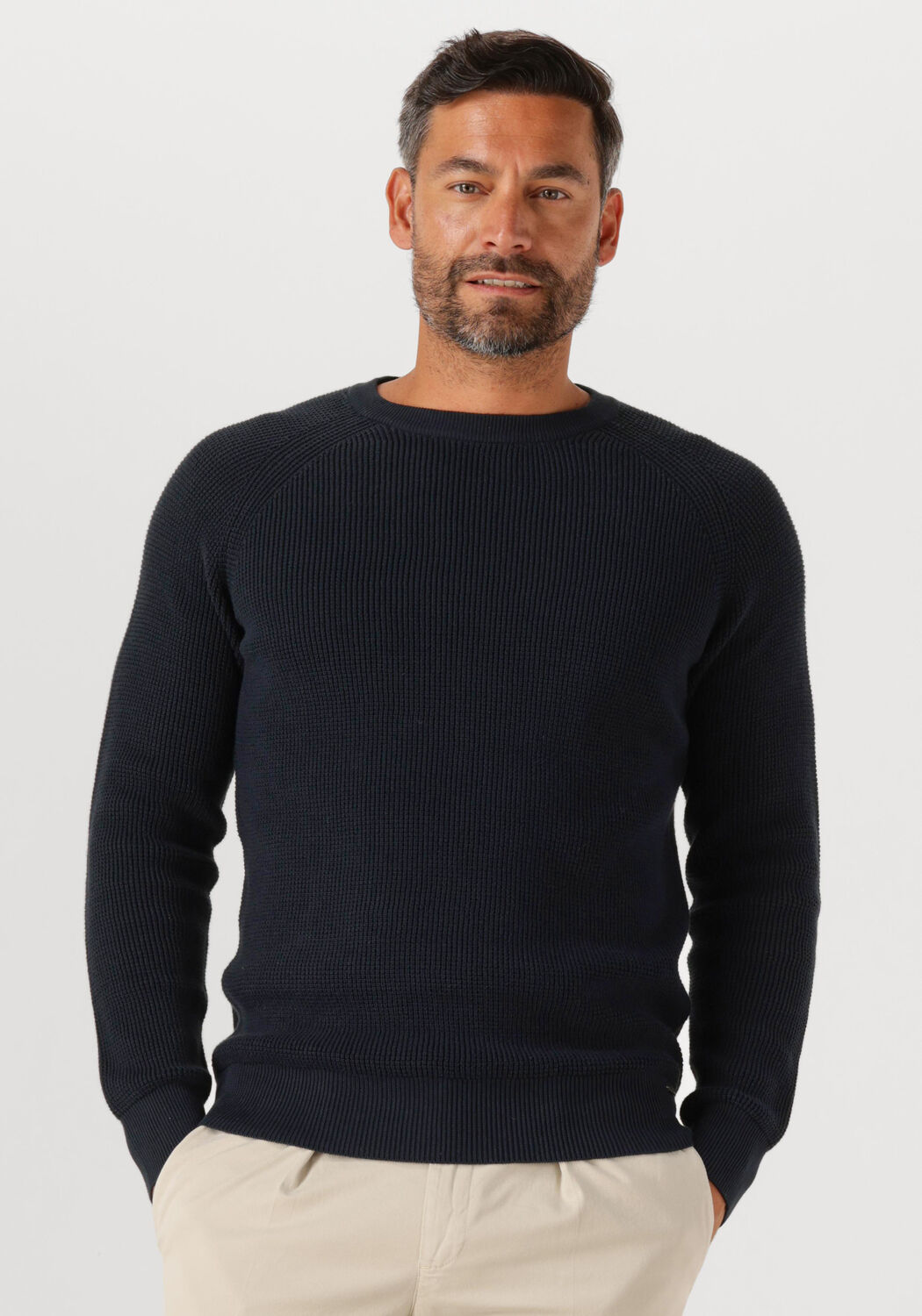 Donkerblauwe GENTILUOMO Trui ROUND LS RAGLAN - large