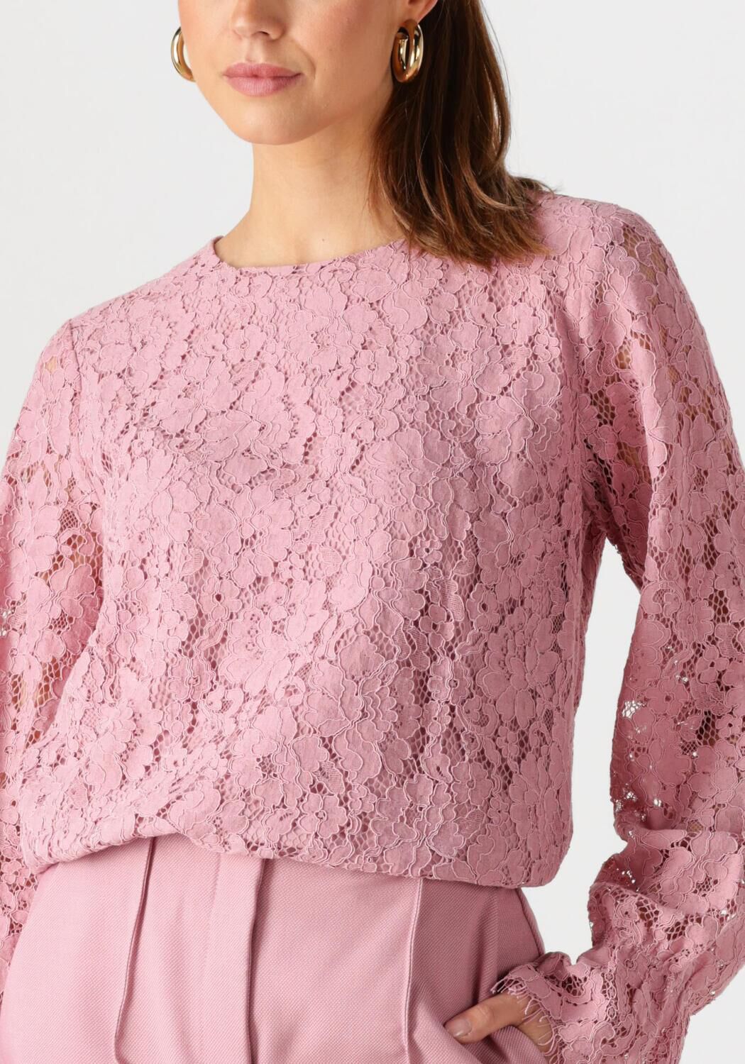 Y.A.S. Dames Tops & T-shirts Yasperla Ls Lace Top S. Noos Roze