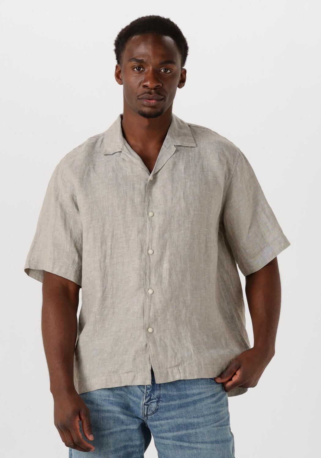 SELECTED HOMME Heren Overhemden Slhregkylian Ss Shirt Resort Zand
