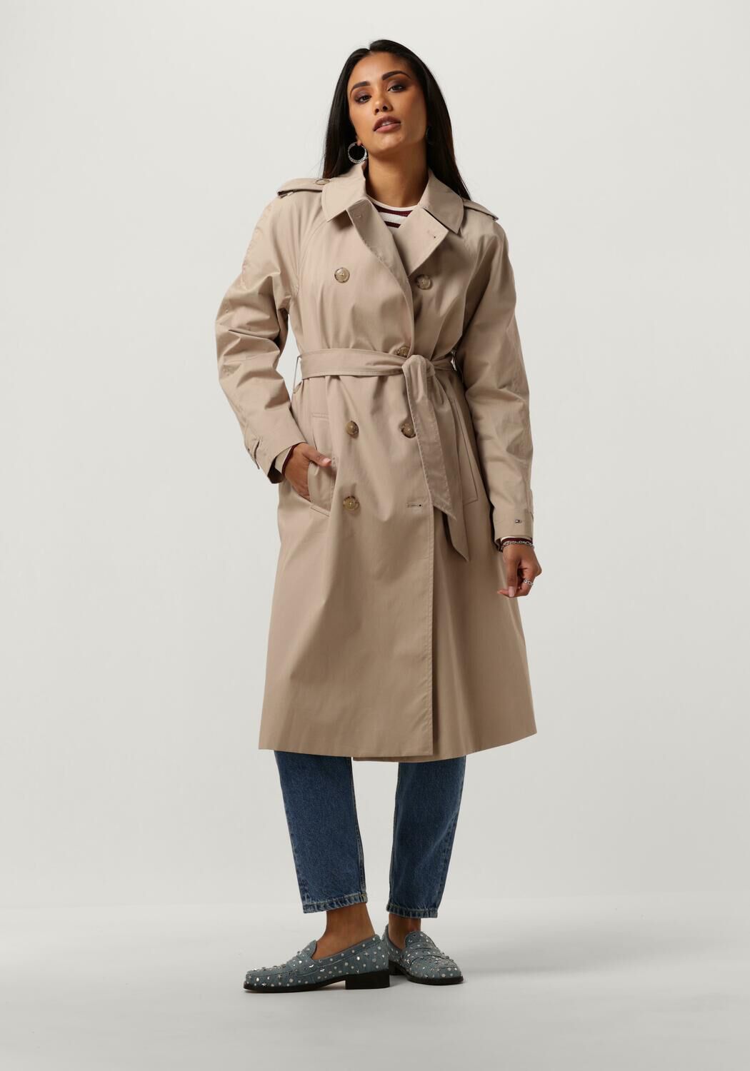 Tommy Hilfiger trenchcoat jas met biologisch katoen beige