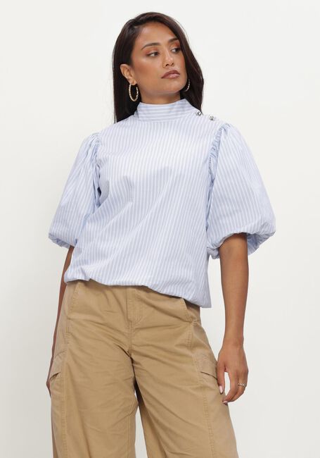 Lichtblauwe NEO NOIR Blouses PARISA STRIPE BLOUSE - large
