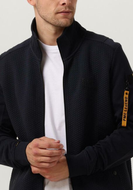Donkerblauwe PME LEGEND Vest ZIP JACKET JACQUARD INTERLOCK SWEAT - large