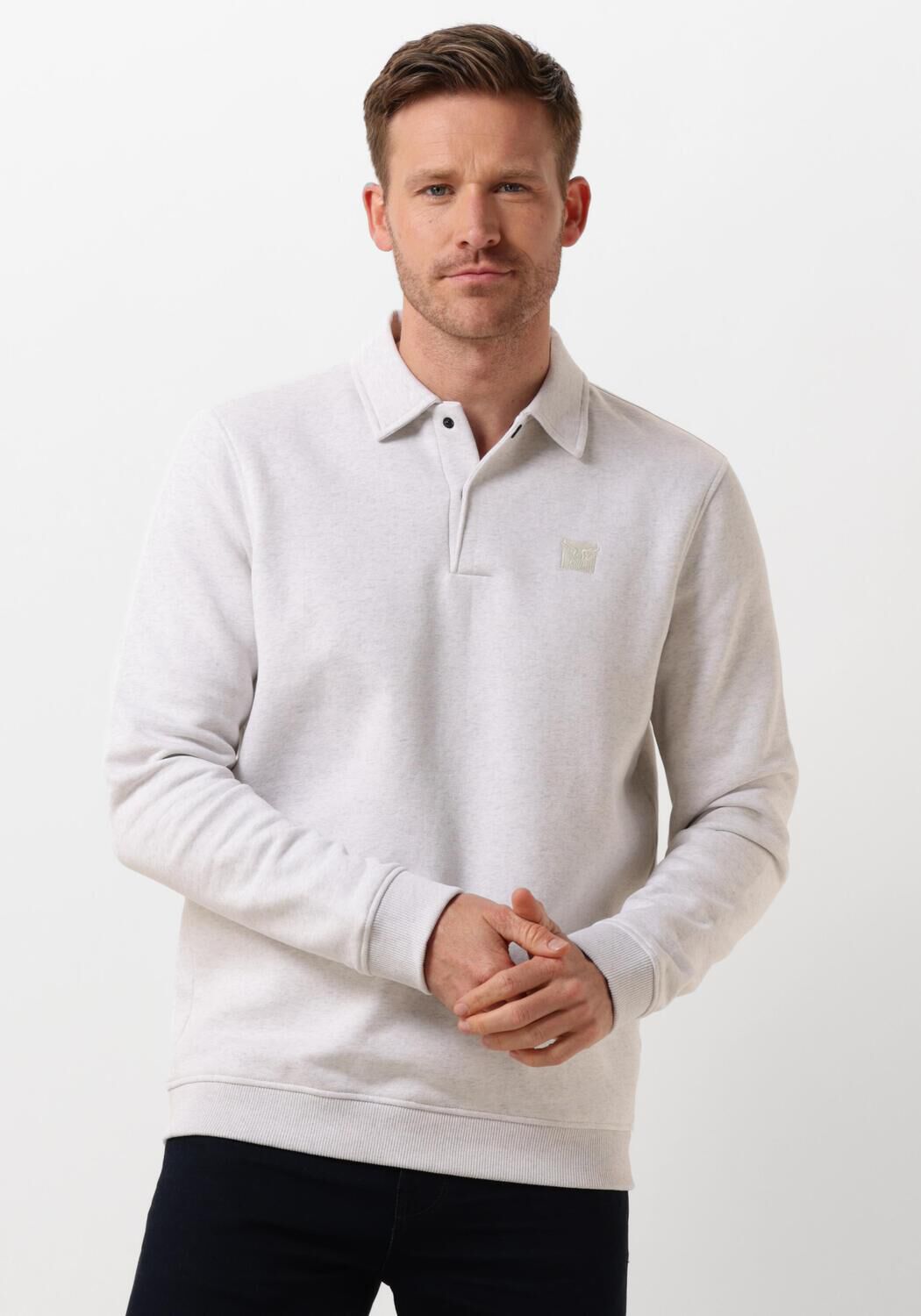 PME LEGEND Heren Truien & Vesten Half Button Collar Soft Brushed Fleece Wit