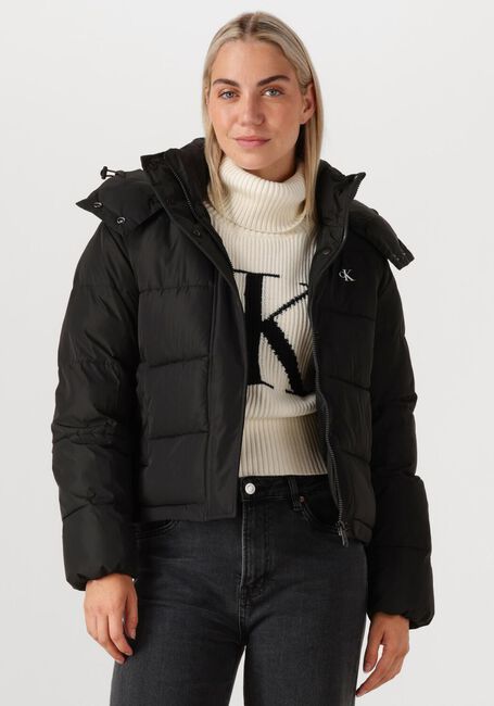 Zwarte CALVIN KLEIN Gewatteerde jas MATTE MONOLOGO MW SHORT PUFFER - large