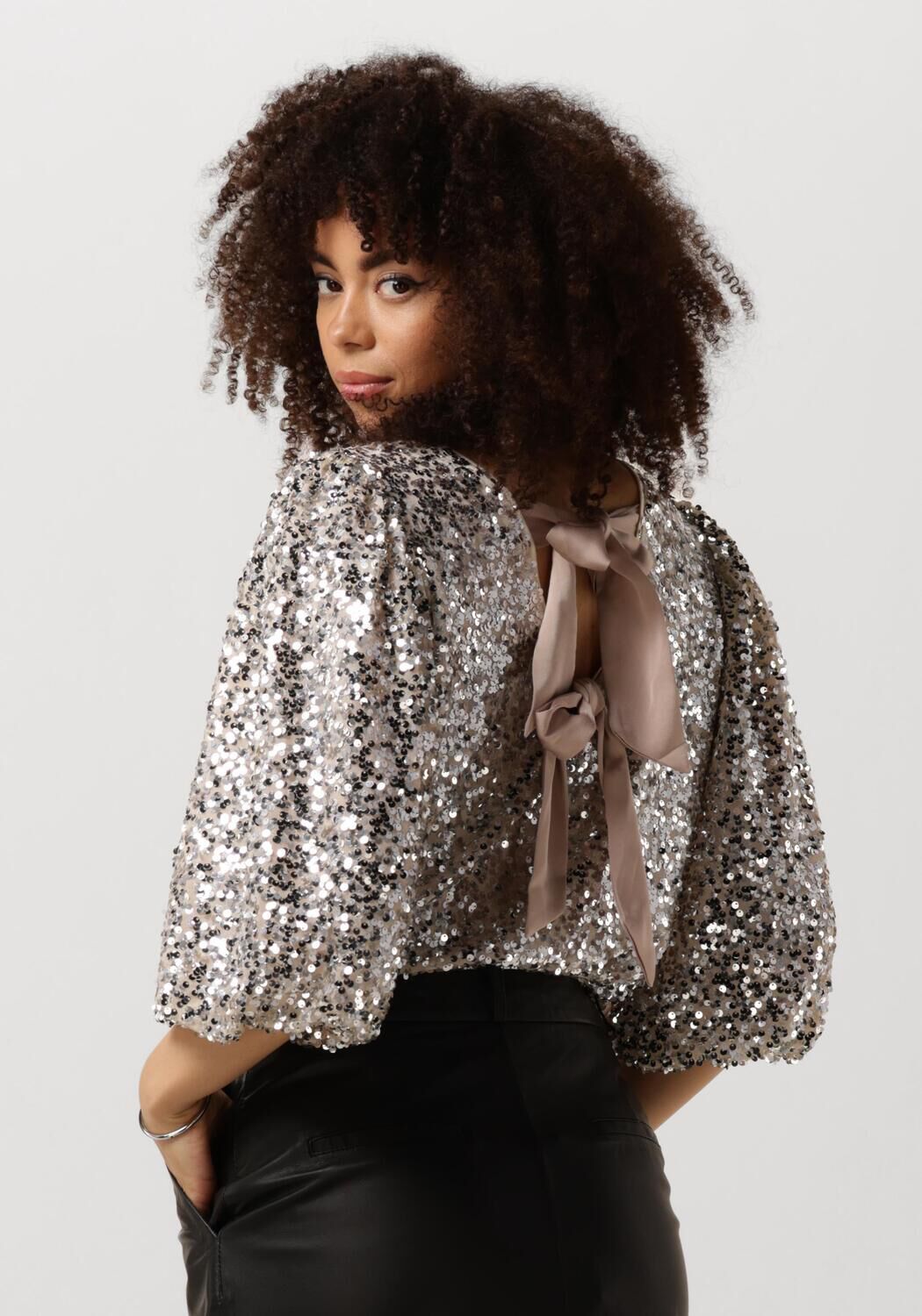 NEO NOIR Lichtgouden Paillettenblouse Multicolor Dames