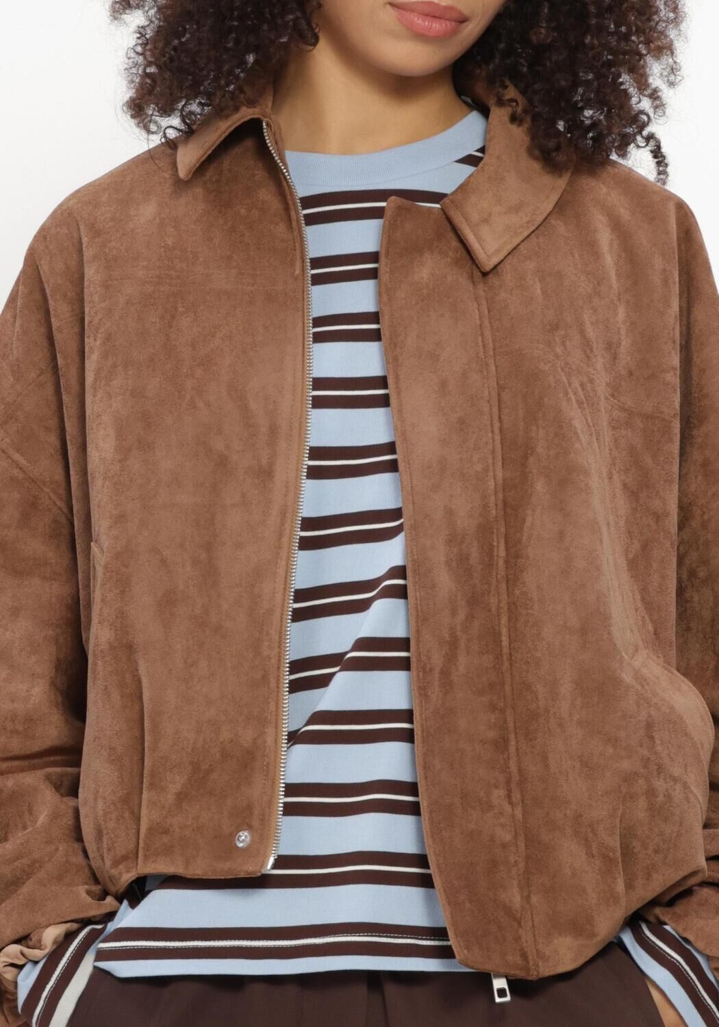 Bruine CATWALK JUNKIE Jack FAUX SUEDE JACKET - large